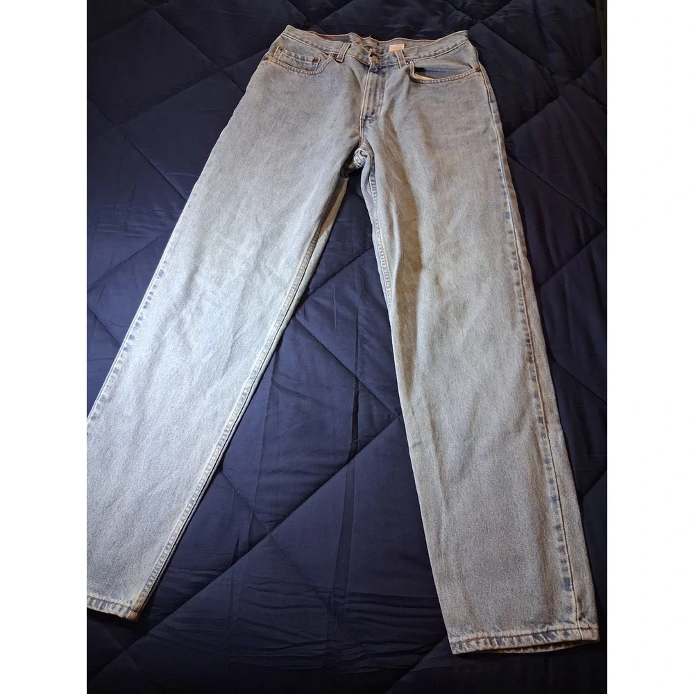 Levis 550 Relaxed Fit Jeans Mens 34x34 Light Wash Blue Denim Made in USA Vintage